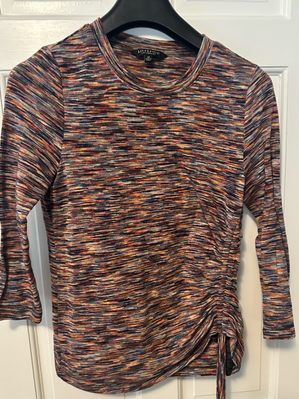 Liverpool Multicolor Ruched-Side Long Sleeve Top